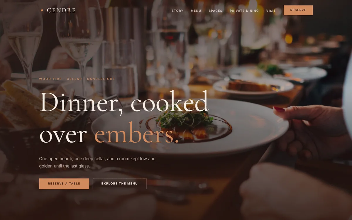 Cendre restaurant sample website