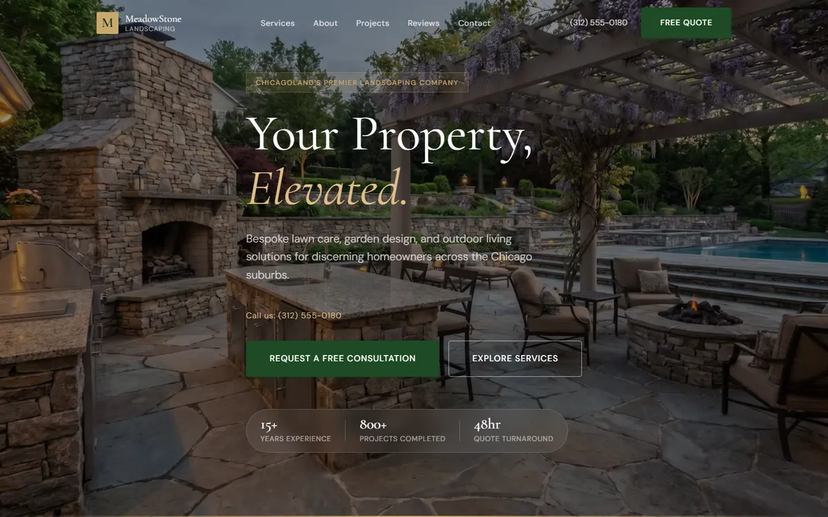 MeadowStone Landscaping sample website